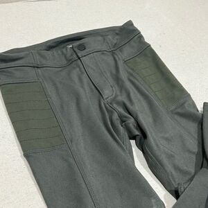 Athleta Olive Moto Style Activewear Pants Women's Size 0 Zippers Ribbed Panels